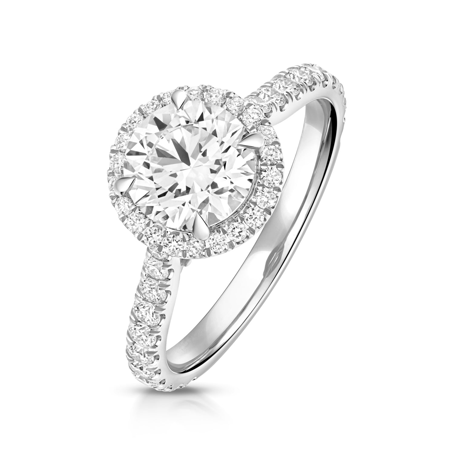 Maria Halo Pavé 1.50ct Round Lab Grown Diamond Engagement Ring - 18k White Gold