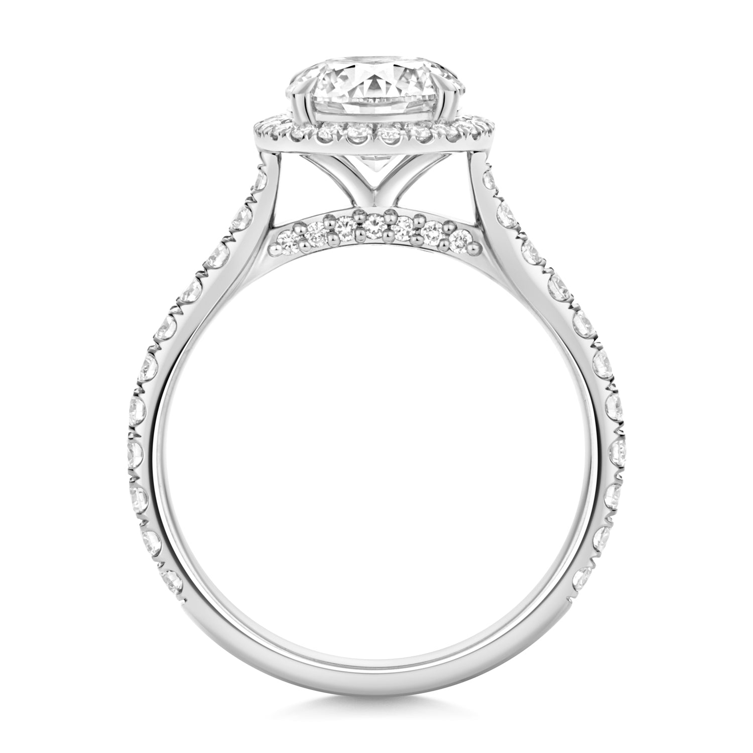 Maria Halo Pavé 1.50ct Round Lab Grown Diamond Engagement Ring - 18k White Gold