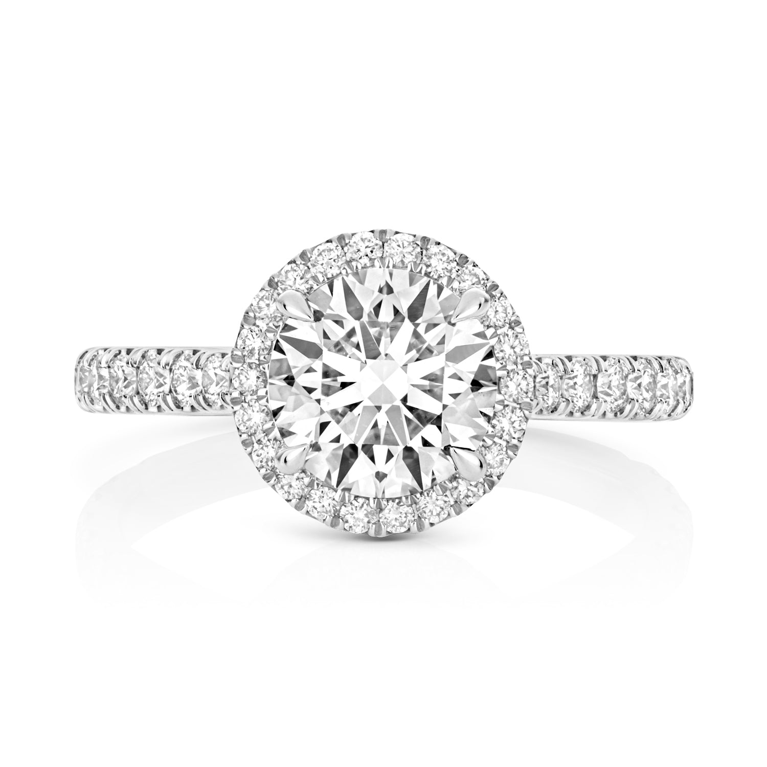 Maria Halo Pavé 1.50ct Round Lab Grown Diamond Engagement Ring - 18k White Gold
