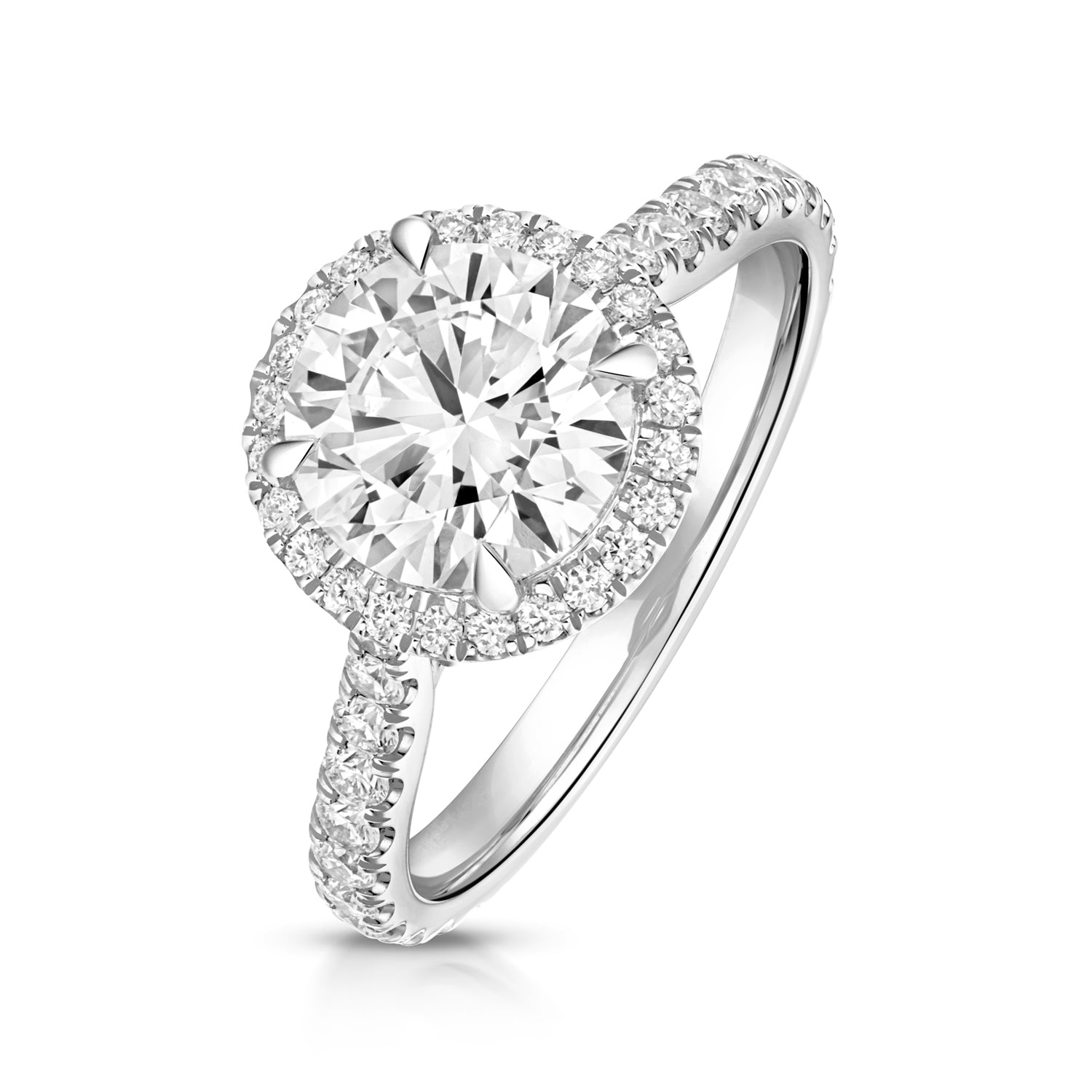 Maria Halo Pavé 2.00ct Round Lab Grown Diamond Engagement Ring - Platinum