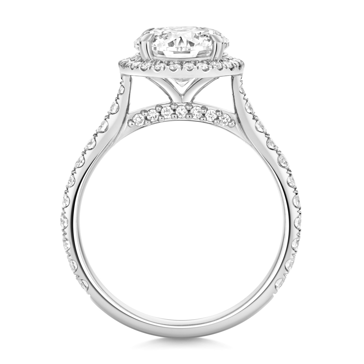 Maria Halo Pavé 2.00ct Round Lab Grown Diamond Engagement Ring - Platinum