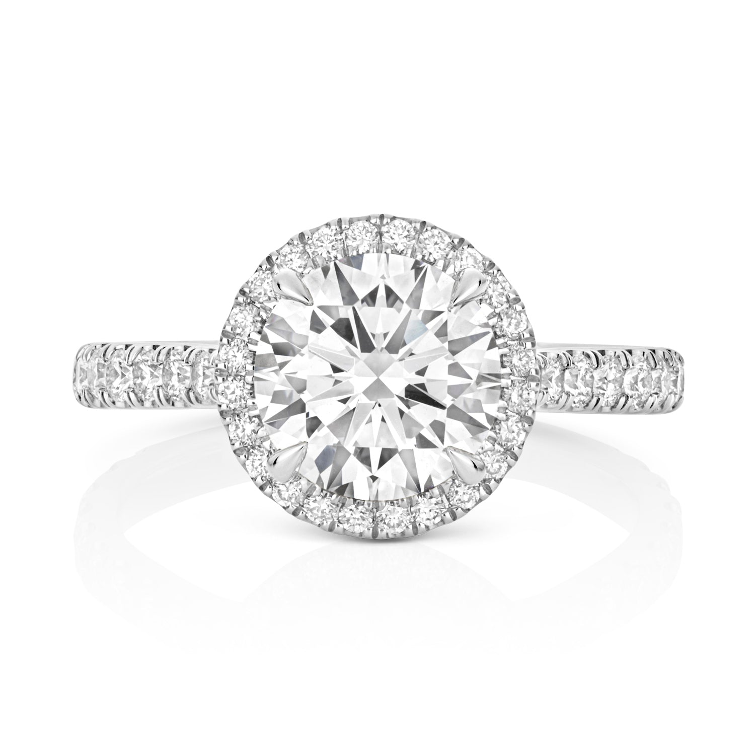 Maria Halo Pavé 2.00ct Round Lab Grown Diamond Engagement Ring - Platinum