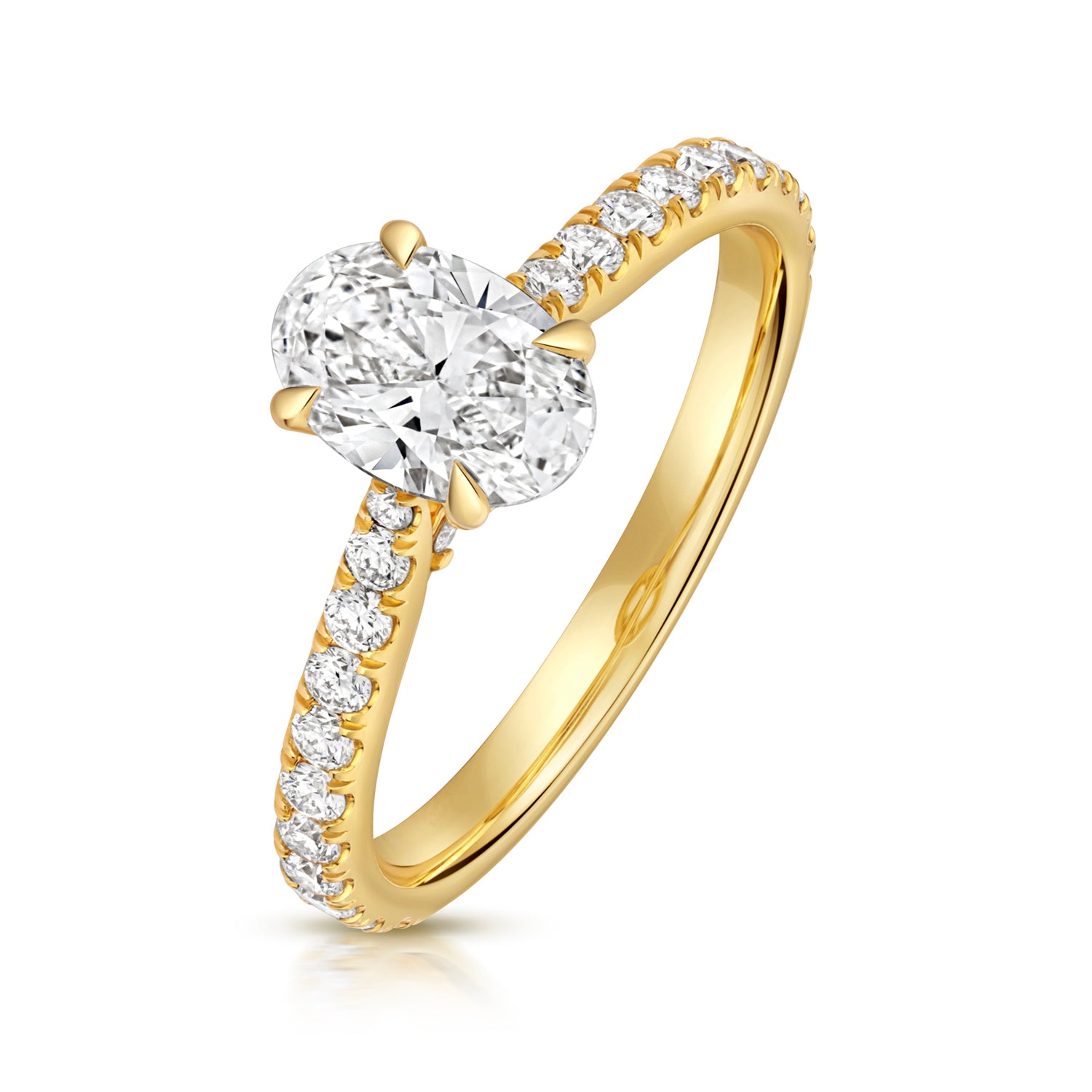Ariana Pavé 1.00ct Oval Lab Grown Diamond Engagement Ring - 18k Yellow Gold