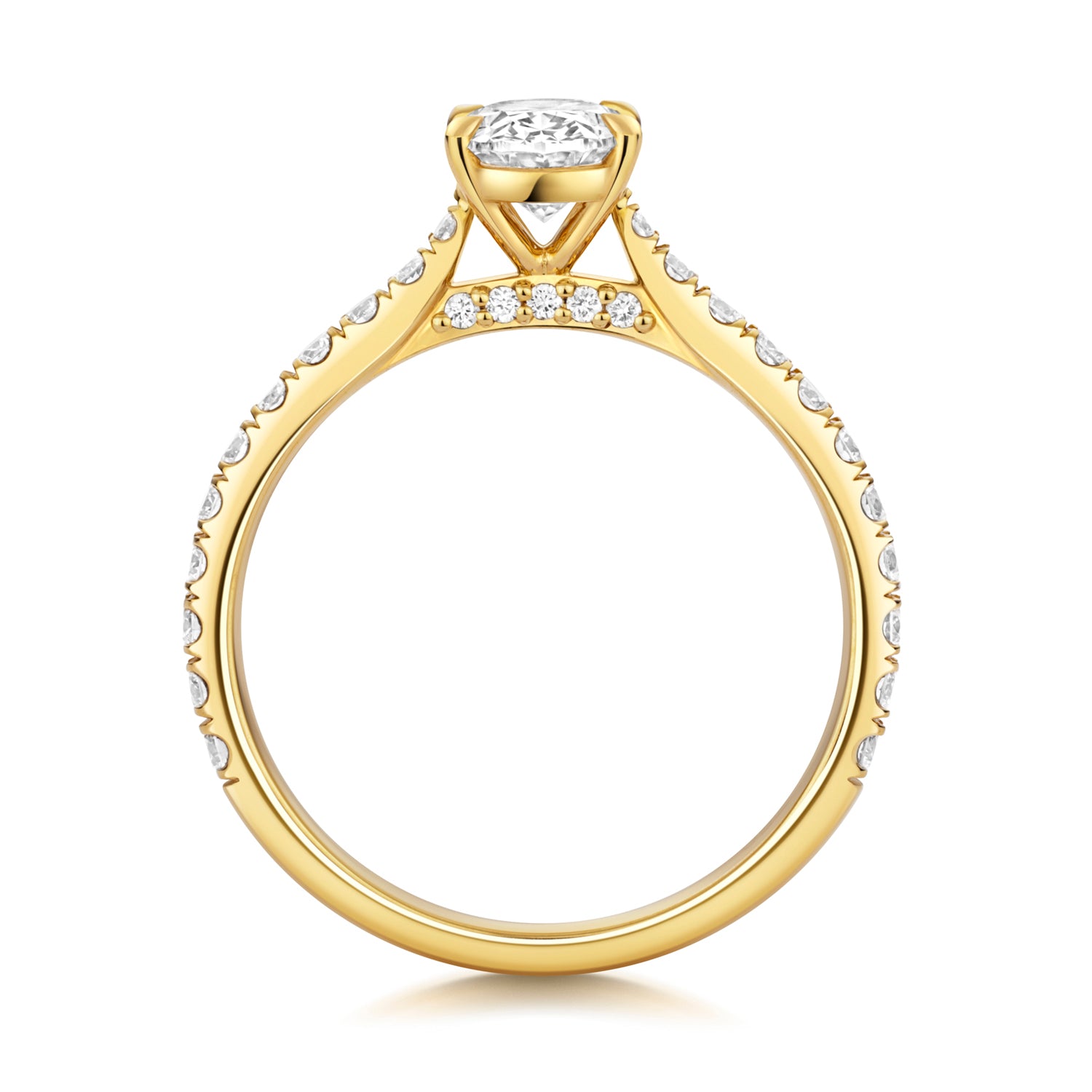 Ariana Pavé 1.00ct Oval Lab Grown Diamond Engagement Ring - 18k Yellow Gold