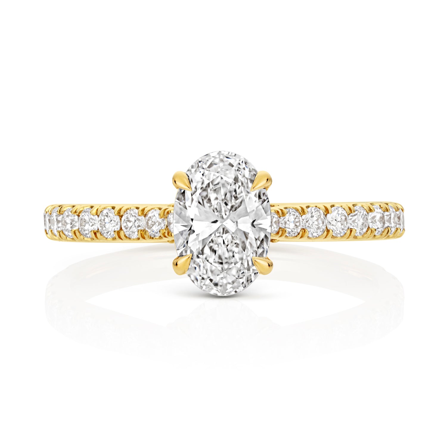 Ariana Pavé 1.00ct Oval Lab Grown Diamond Engagement Ring - 18k Yellow Gold