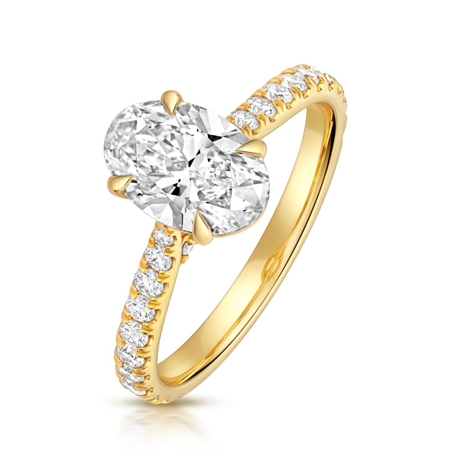 Ariana Pavé 1.50ct Oval Lab Grown Diamond Engagement Ring - 18k Yellow Gold