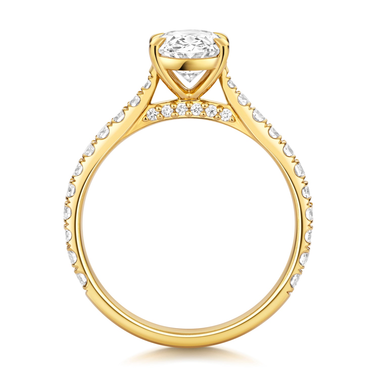 Ariana Pavé 1.50ct Oval Lab Grown Diamond Engagement Ring - 18k Yellow Gold