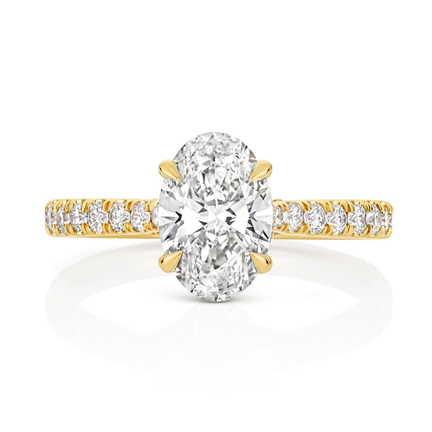 Ariana Pavé 1.50ct Oval Lab Grown Diamond Engagement Ring - 18k Yellow Gold