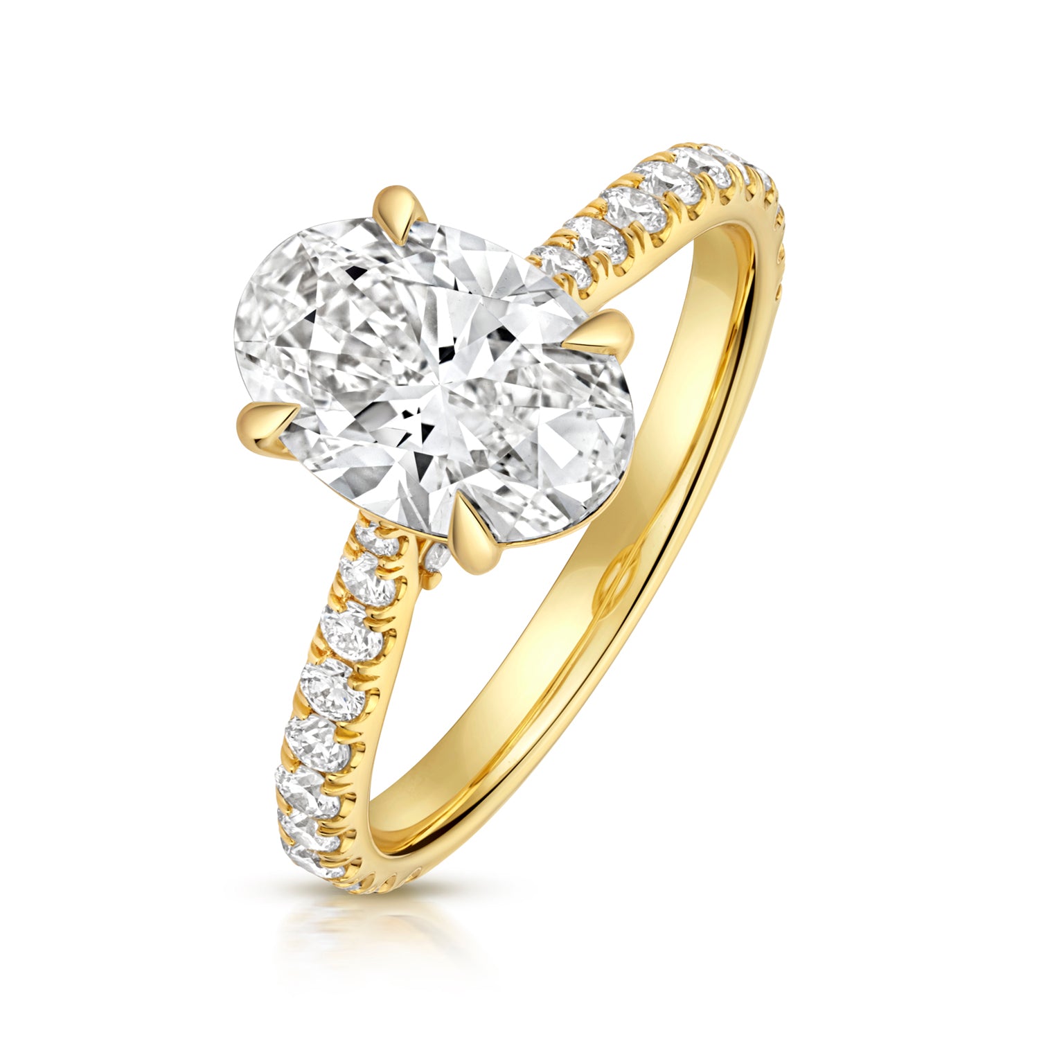 Ariana Pavé 2.00ct Oval Lab Grown Diamond Engagement Ring - 18k Yellow Gold