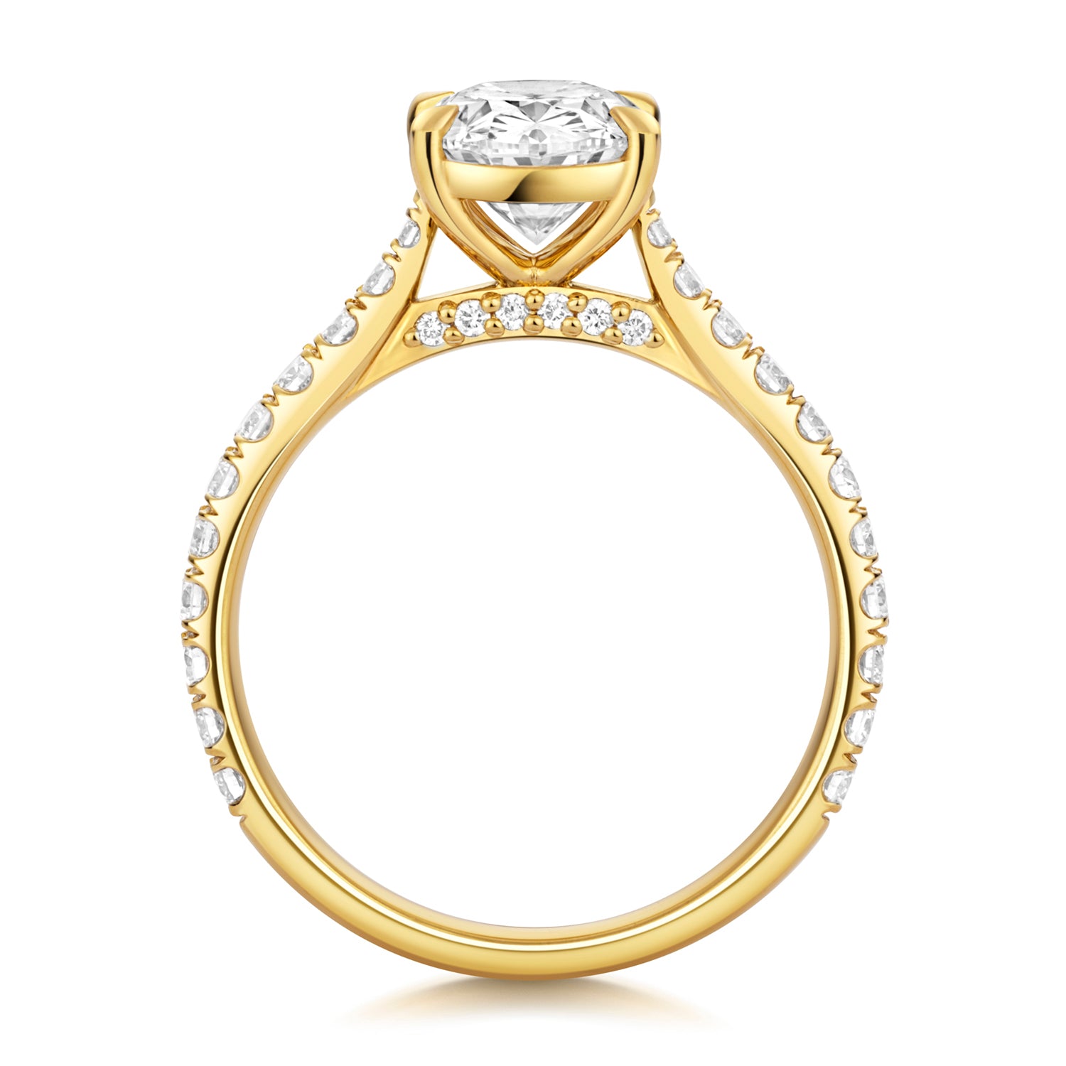 Ariana Pavé 2.00ct Oval Lab Grown Diamond Engagement Ring - 18k Yellow Gold