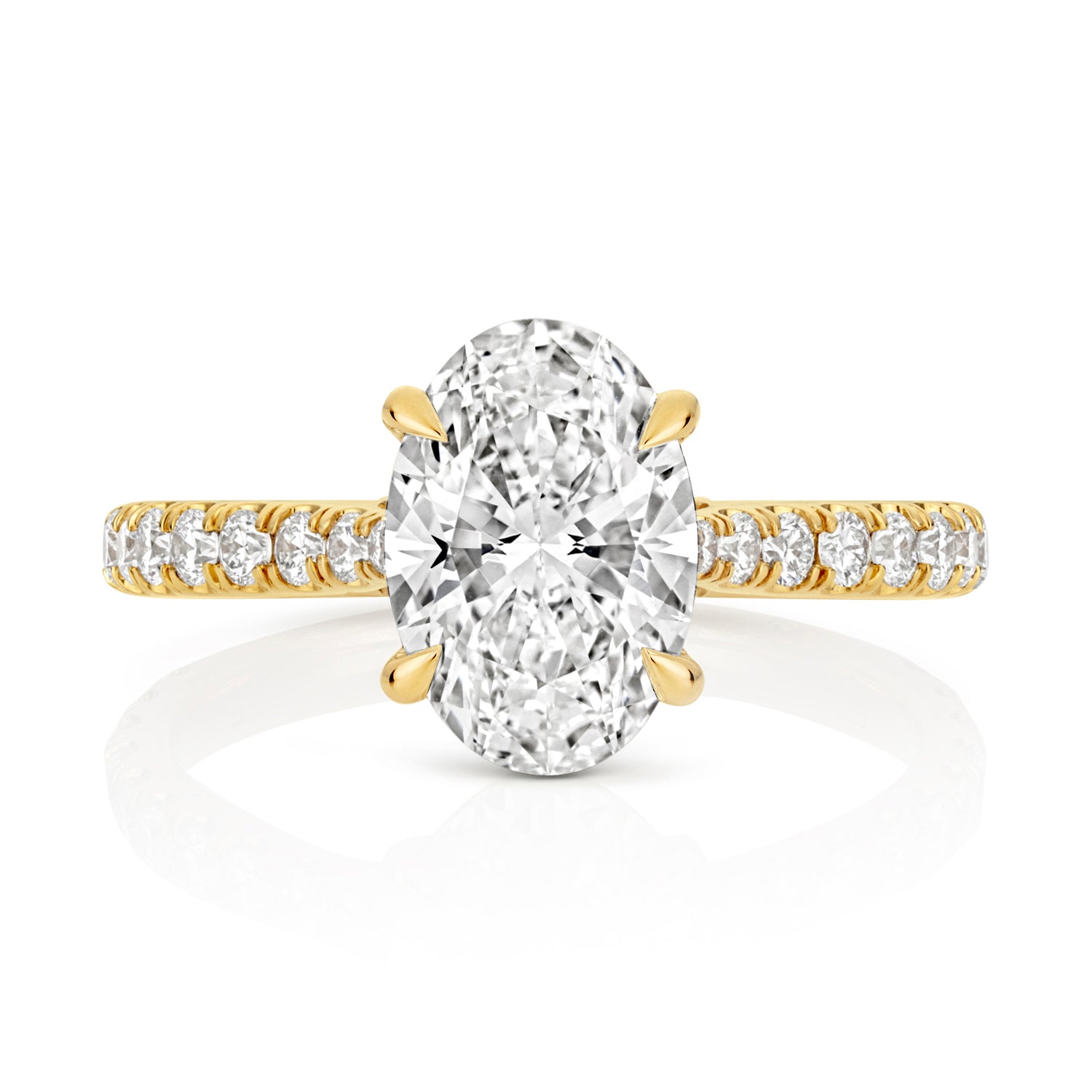 Ariana Pavé 2.00ct Oval Lab Grown Diamond Engagement Ring - 18k Yellow Gold