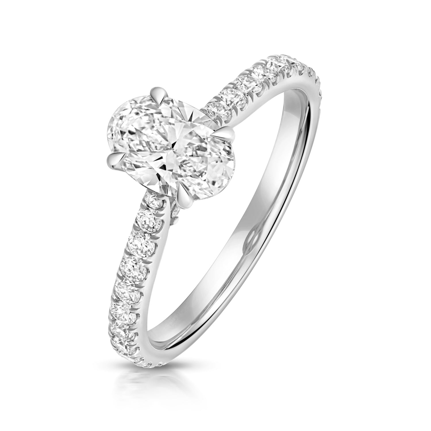 Ariana Pavé 1.00ct Oval Lab Grown Diamond Engagement Ring - Platinum
