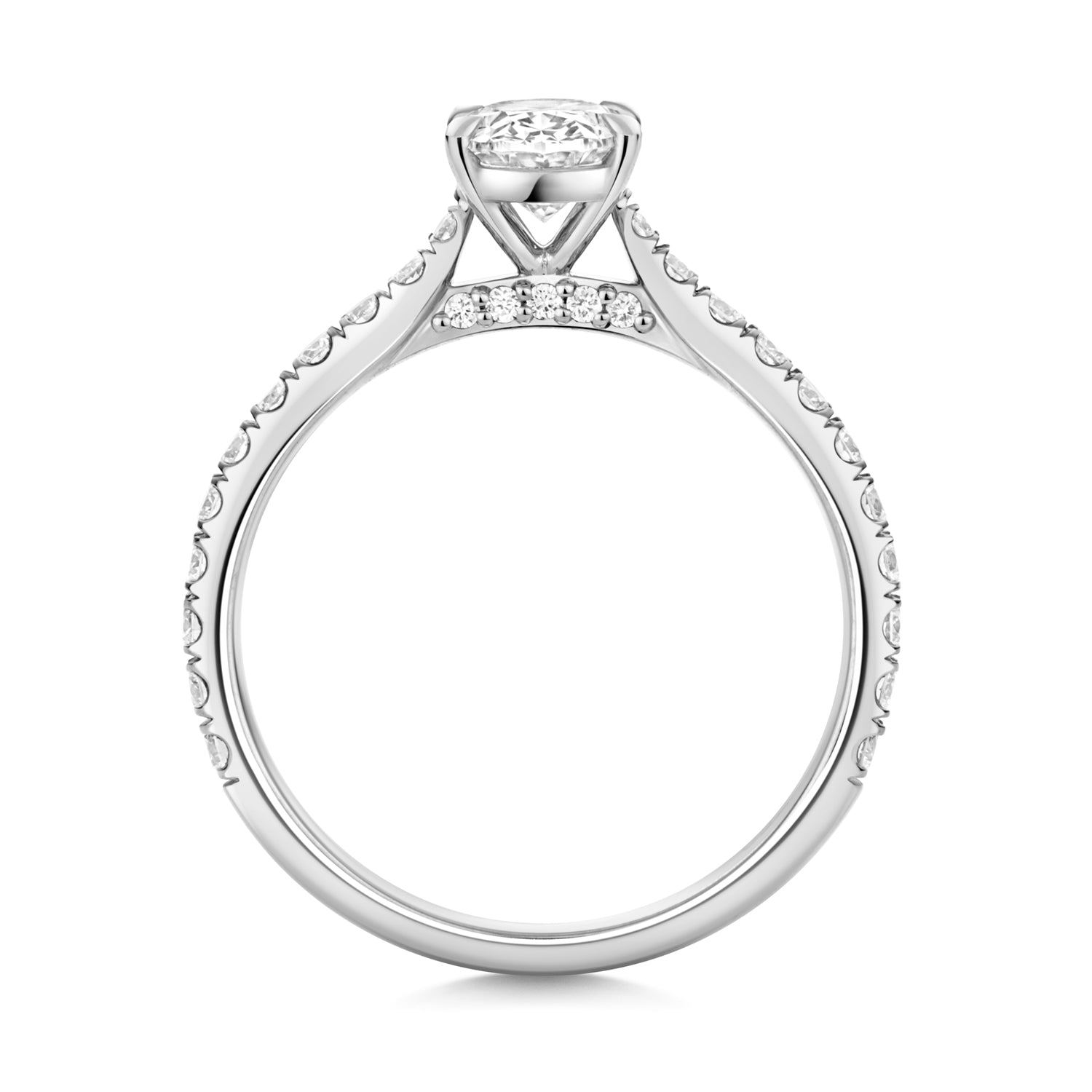 Ariana Pavé 1.00ct Oval Lab Grown Diamond Engagement Ring - Platinum
