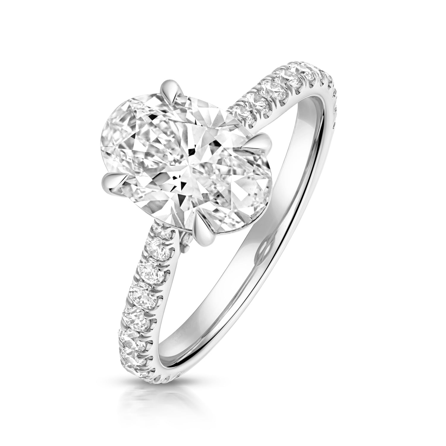 Ariana Pavé 2.00ct Oval Lab Grown Diamond Engagement Ring - 18k White Gold