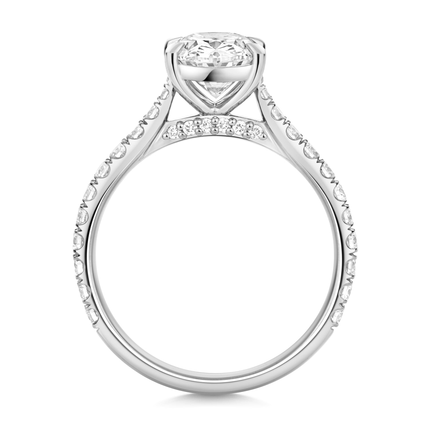 Ariana Pavé 2.00ct Oval Lab Grown Diamond Engagement Ring - 18k White Gold