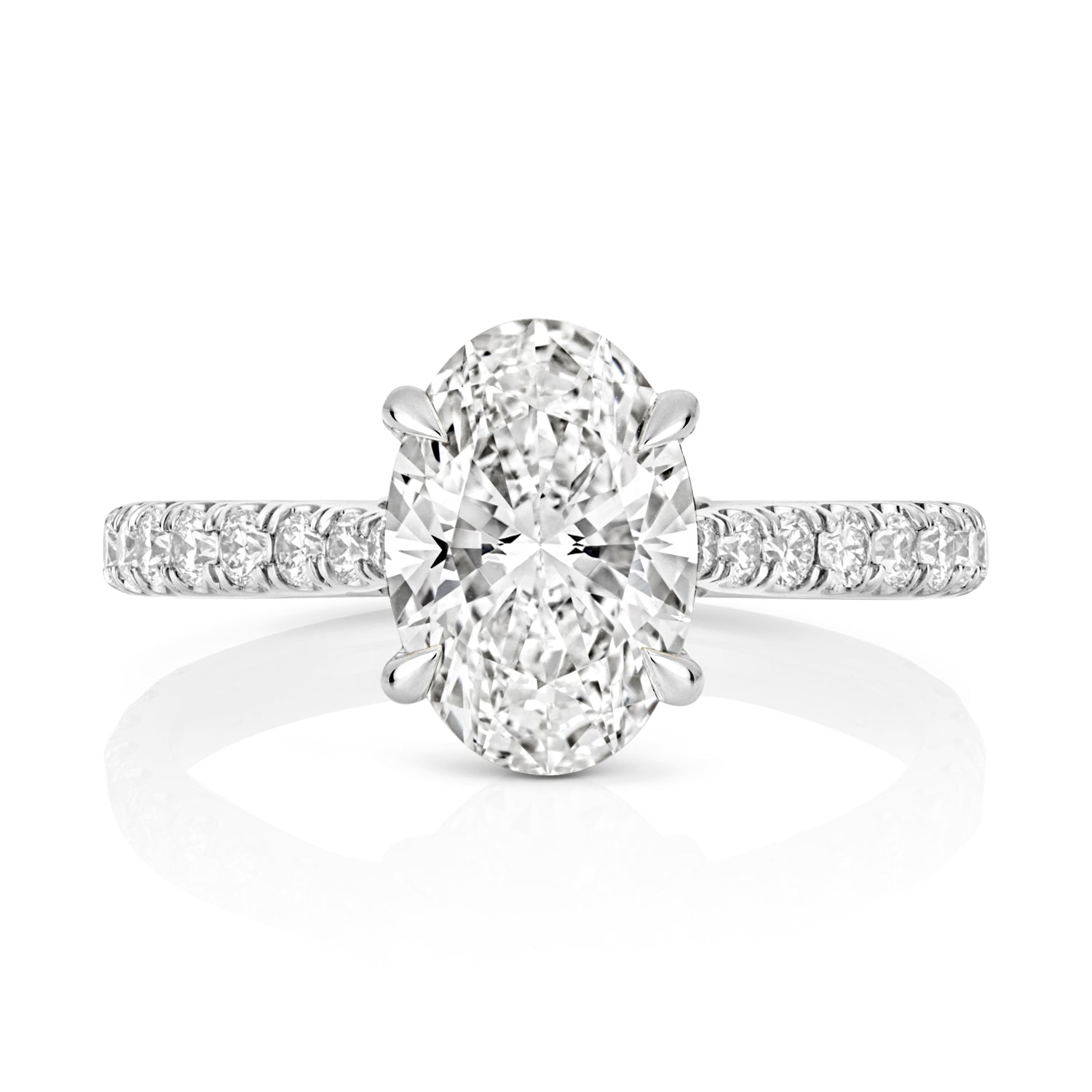 Ariana Pavé 2.00ct Oval Lab Grown Diamond Engagement Ring - 18k White Gold