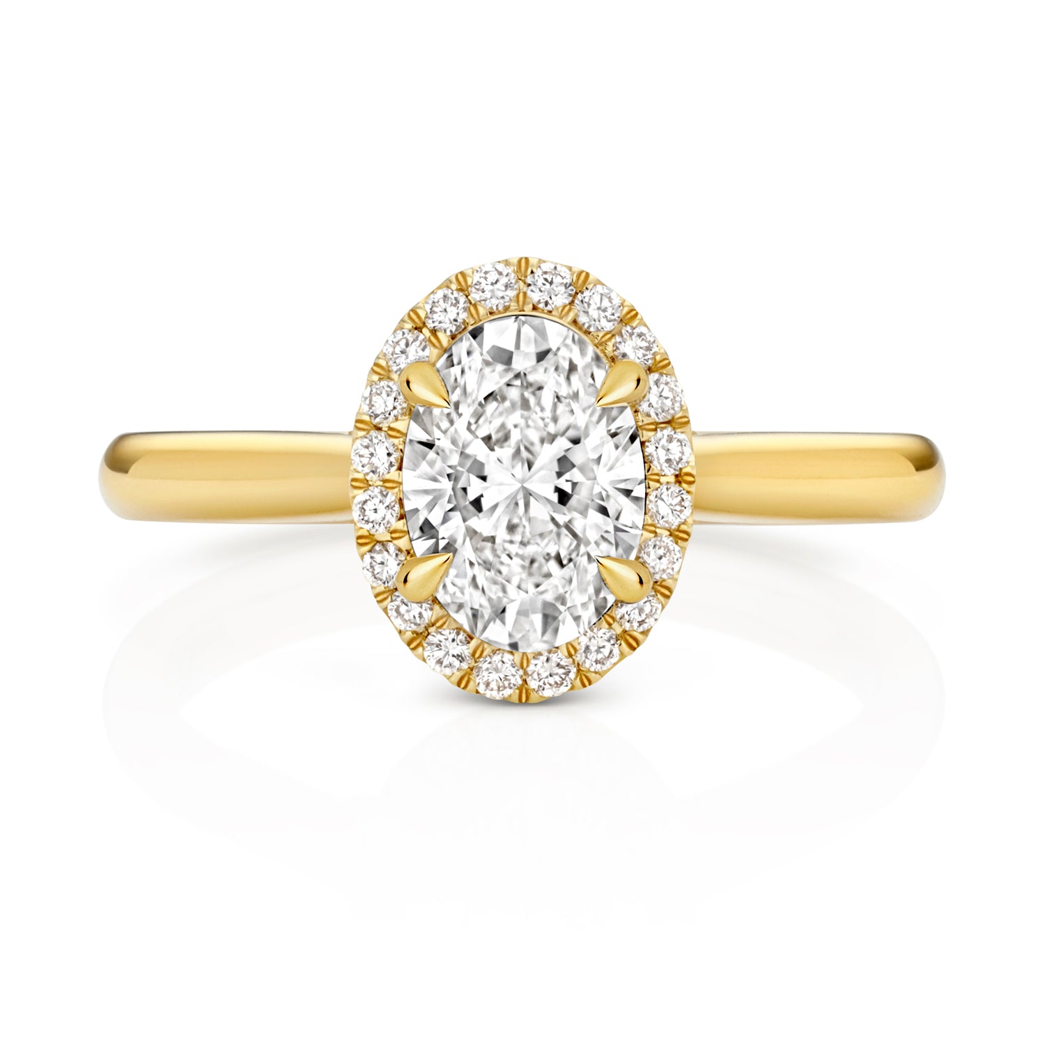 Ariana Halo 1.00ct Oval Lab Grown Diamond Engagement Ring - 18k Yellow Gold