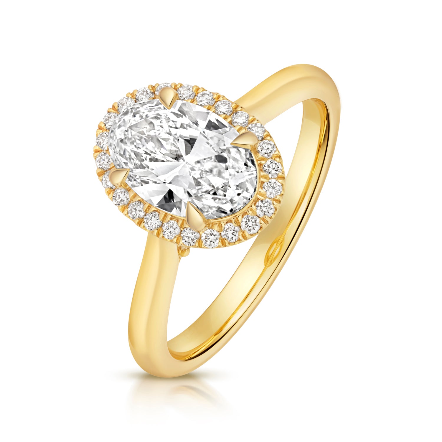 Ariana Halo 1.50ct Oval Lab Grown Diamond Engagement Ring - 18k Yellow Gold