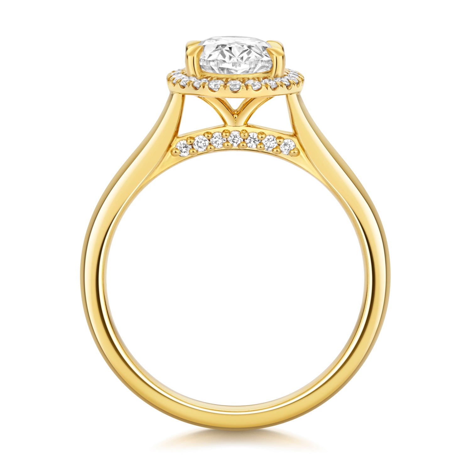Ariana Halo 1.50ct Oval Lab Grown Diamond Engagement Ring - 18k Yellow Gold