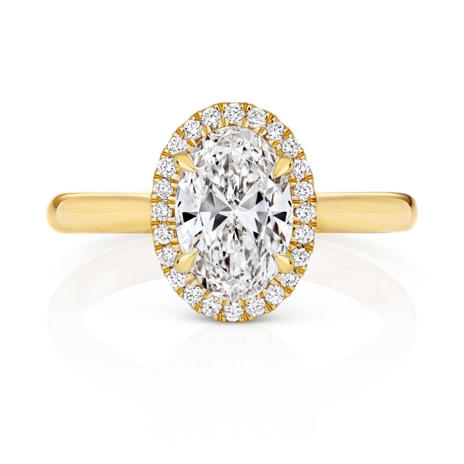 Ariana Halo 1.50ct Oval Lab Grown Diamond Engagement Ring - 18k Yellow Gold