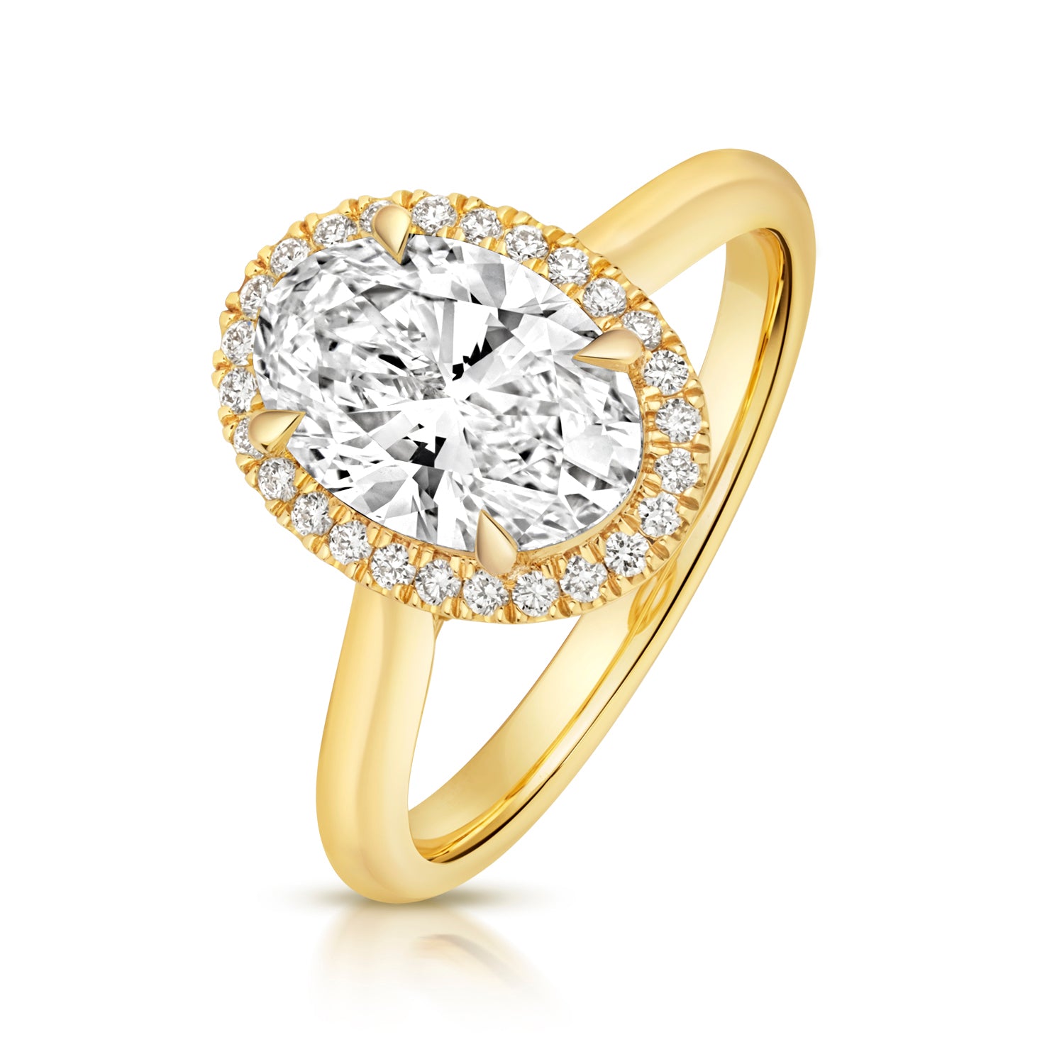 Ariana Halo 2.00ct Oval Lab Grown Diamond Engagement Ring - 18k Yellow Gold