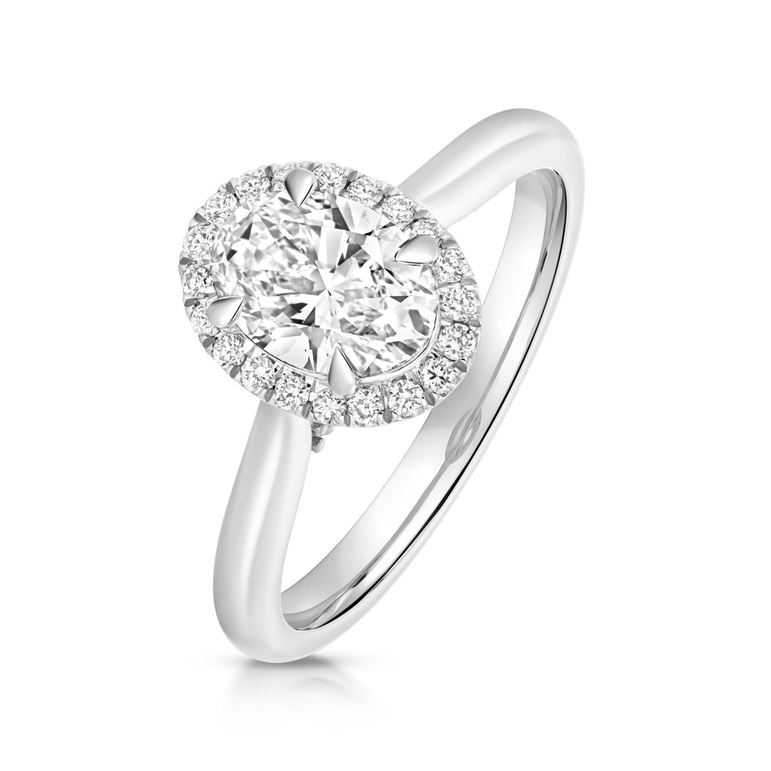 Ariana Halo 1.00ct Oval Lab Grown Diamond Engagement Ring - 18k White Gold
