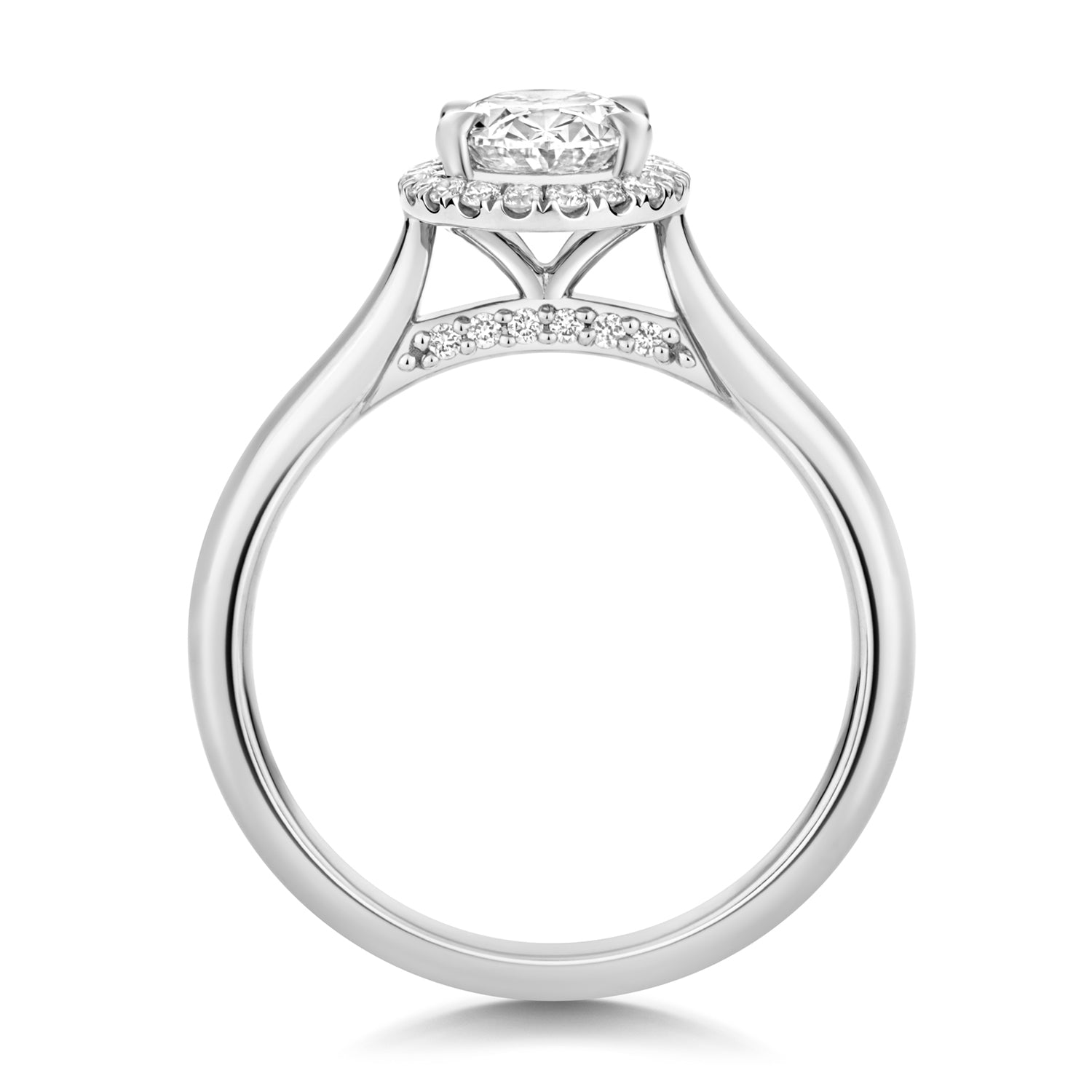Ariana Halo 1.00ct Oval Lab Grown Diamond Engagement Ring - 18k White Gold