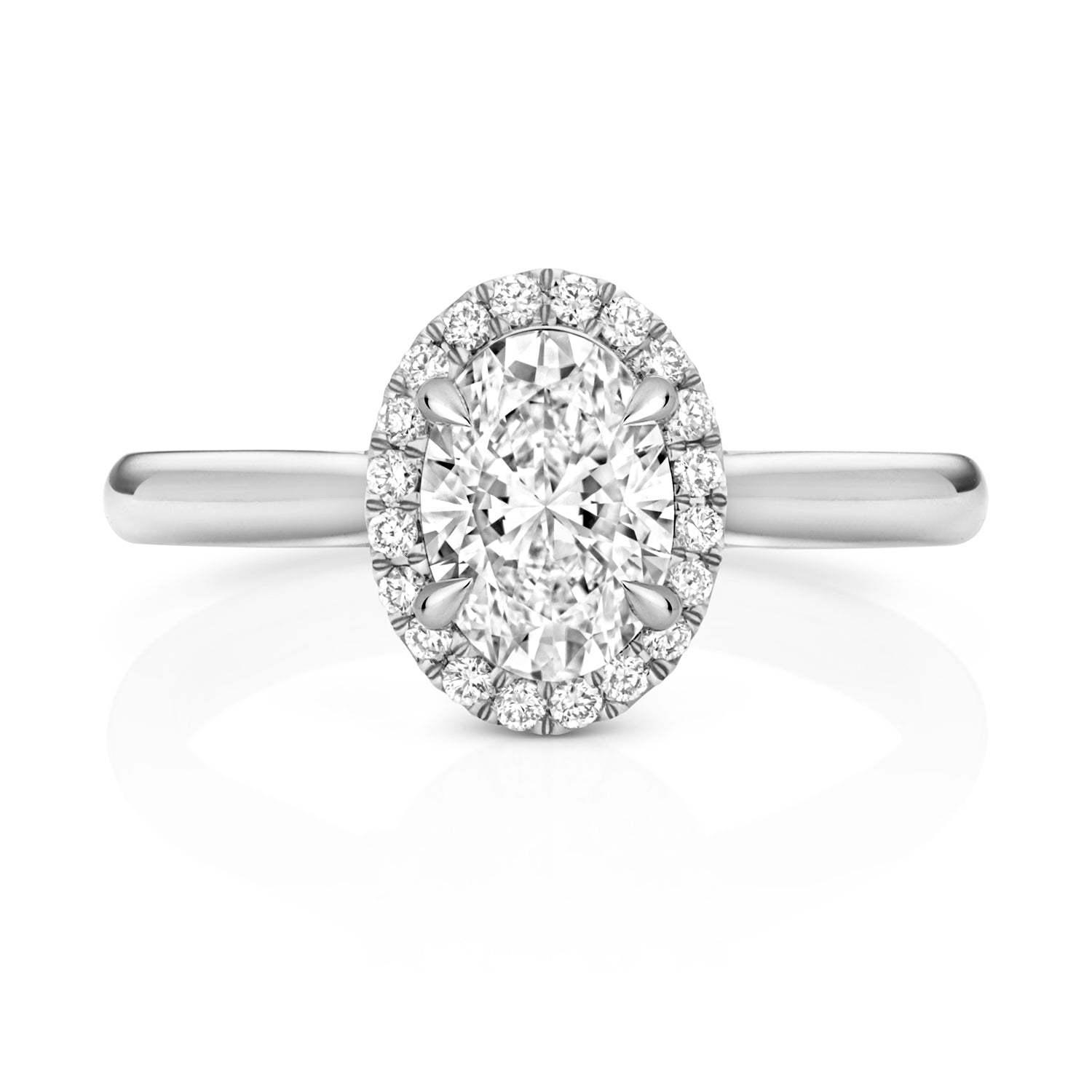 Ariana Halo 1.00ct Oval Lab Grown Diamond Engagement Ring - 18k White Gold