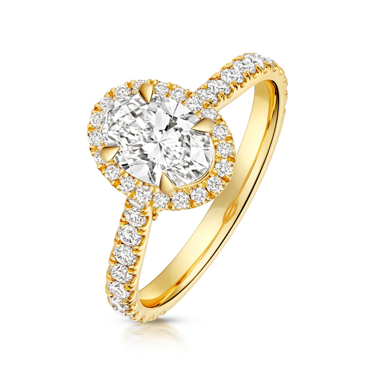 Ariana Halo Pavé 1.00ct Oval Lab Grown Diamond Engagement Ring - 18k Yellow Gold