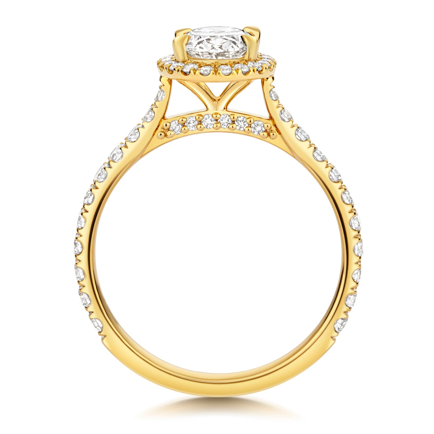 Ariana Halo Pavé 1.00ct Oval Lab Grown Diamond Engagement Ring - 18k Yellow Gold