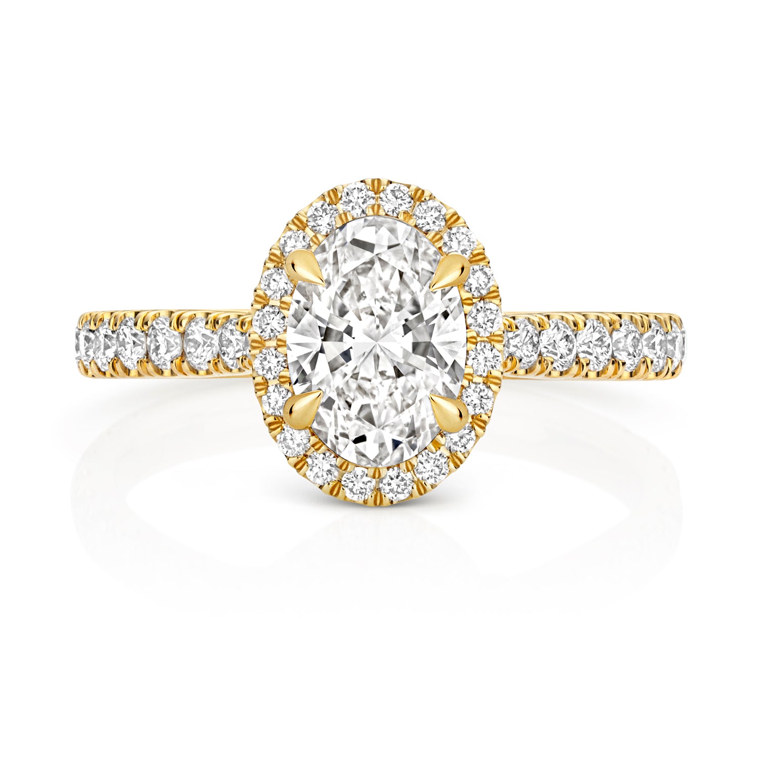 Ariana Halo Pavé 1.00ct Oval Lab Grown Diamond Engagement Ring - 18k Yellow Gold
