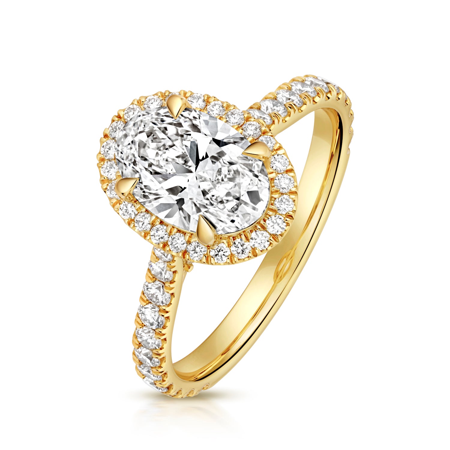 Ariana Halo Pavé 1.50ct Oval Lab Grown Diamond Engagement Ring - 18k Yellow Gold