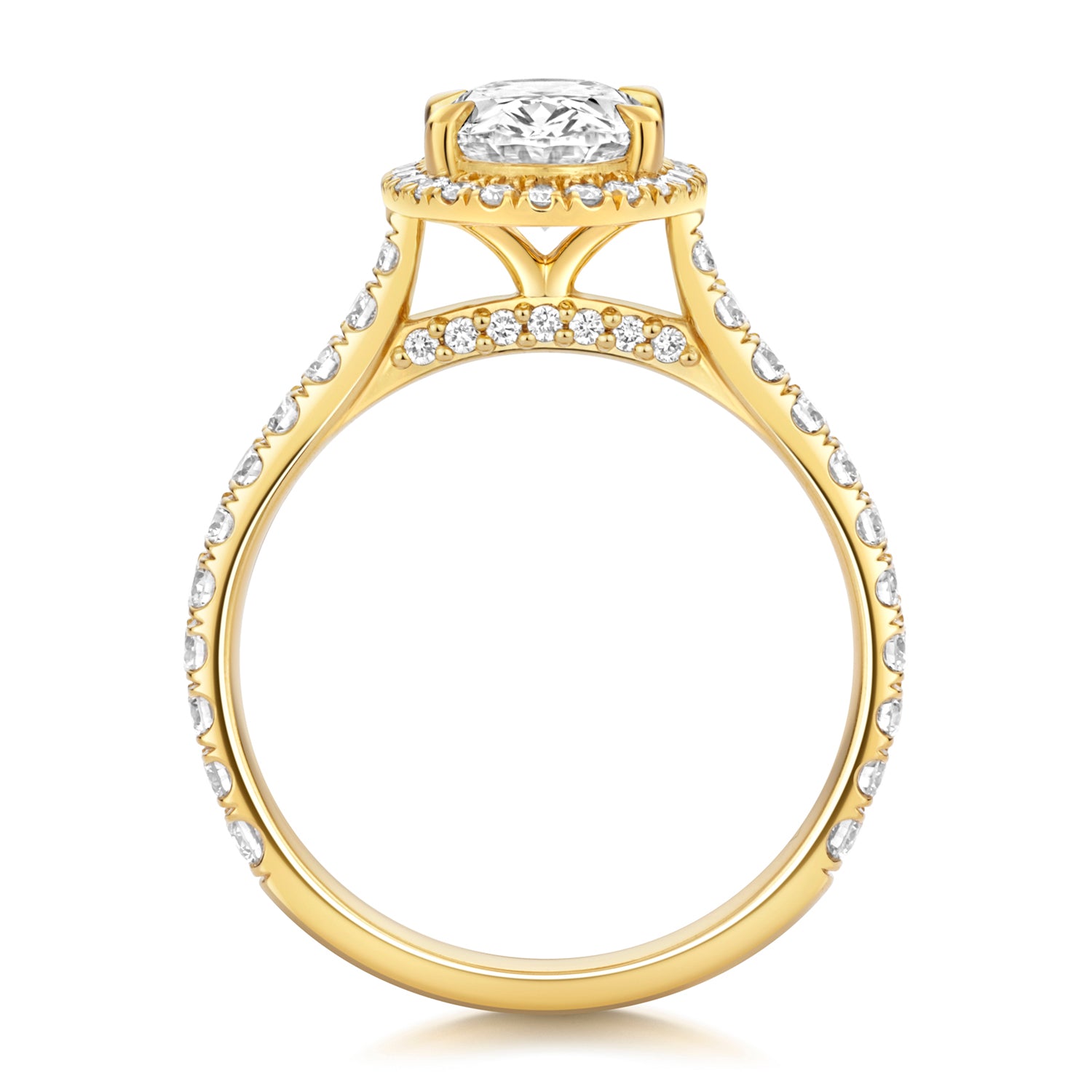 Ariana Halo Pavé 1.50ct Oval Lab Grown Diamond Engagement Ring - 18k Yellow Gold