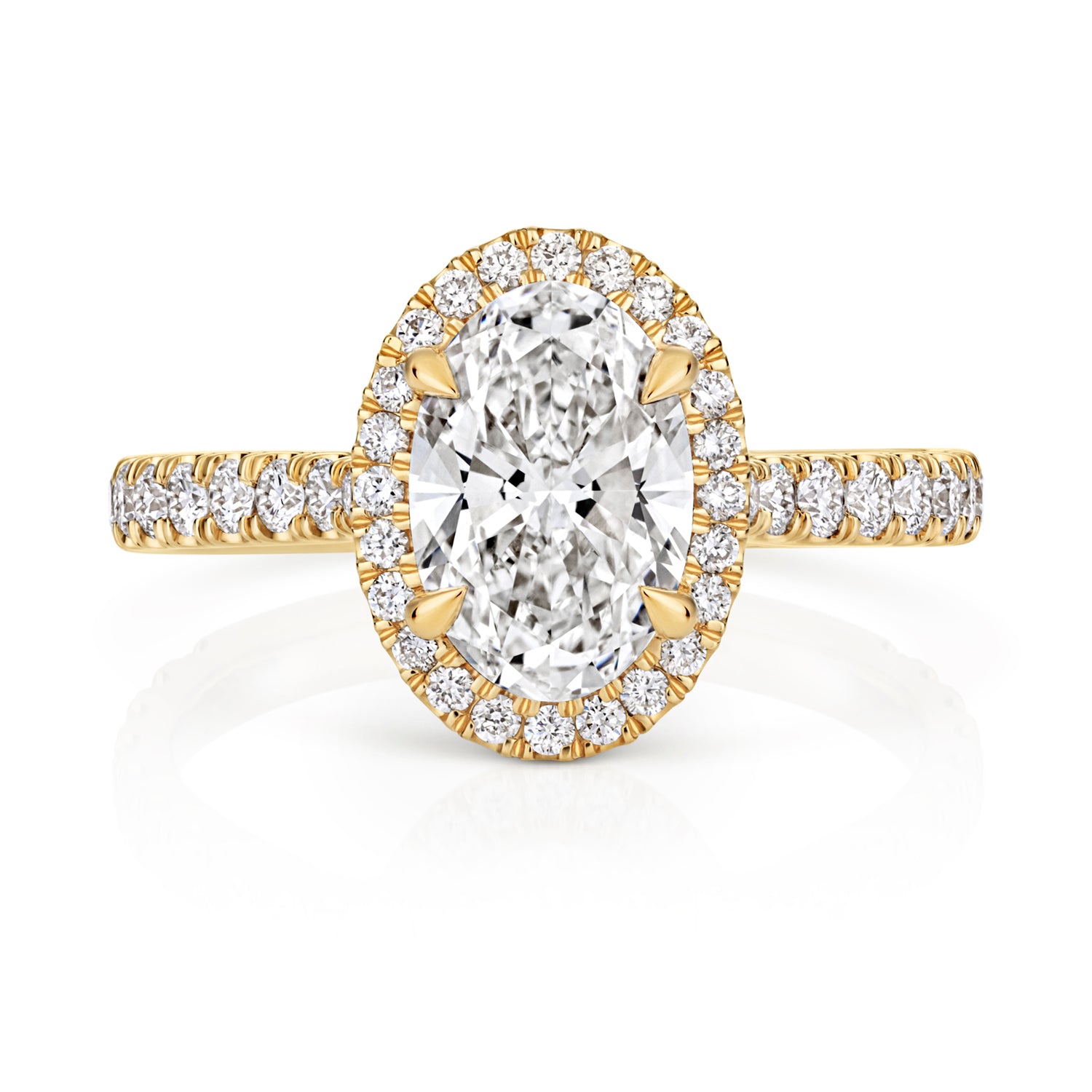 Ariana Halo Pavé 1.50ct Oval Lab Grown Diamond Engagement Ring - 18k Yellow Gold