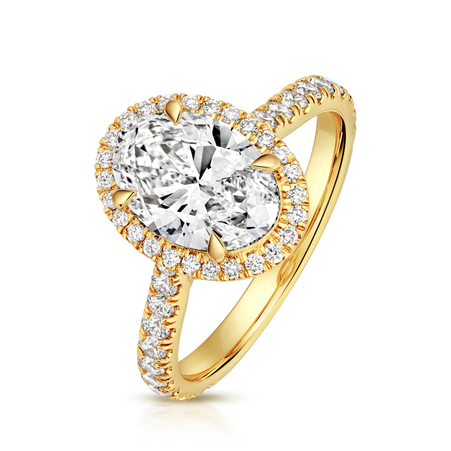 Ariana Halo Pavé 2.00ct Oval Lab Grown Diamond Engagement Ring - 18k Yellow Gold