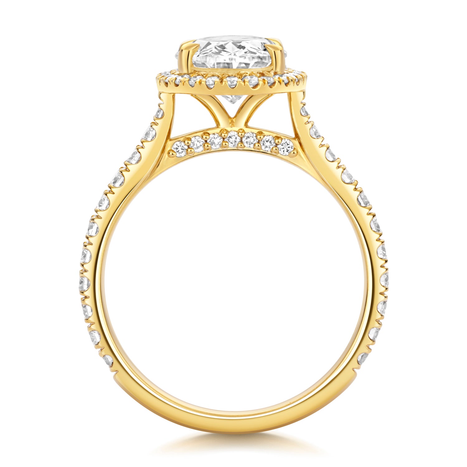 Ariana Halo Pavé 2.00ct Oval Lab Grown Diamond Engagement Ring - 18k Yellow Gold
