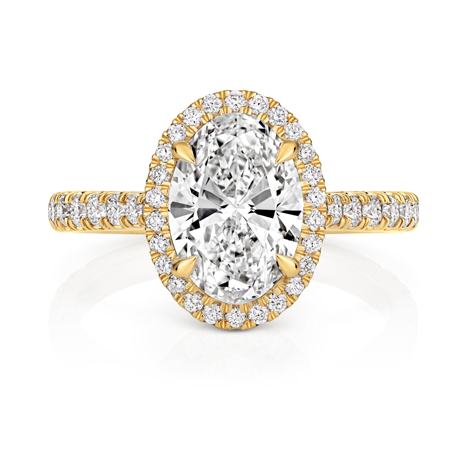 Ariana Halo Pavé 2.00ct Oval Lab Grown Diamond Engagement Ring - 18k Yellow Gold