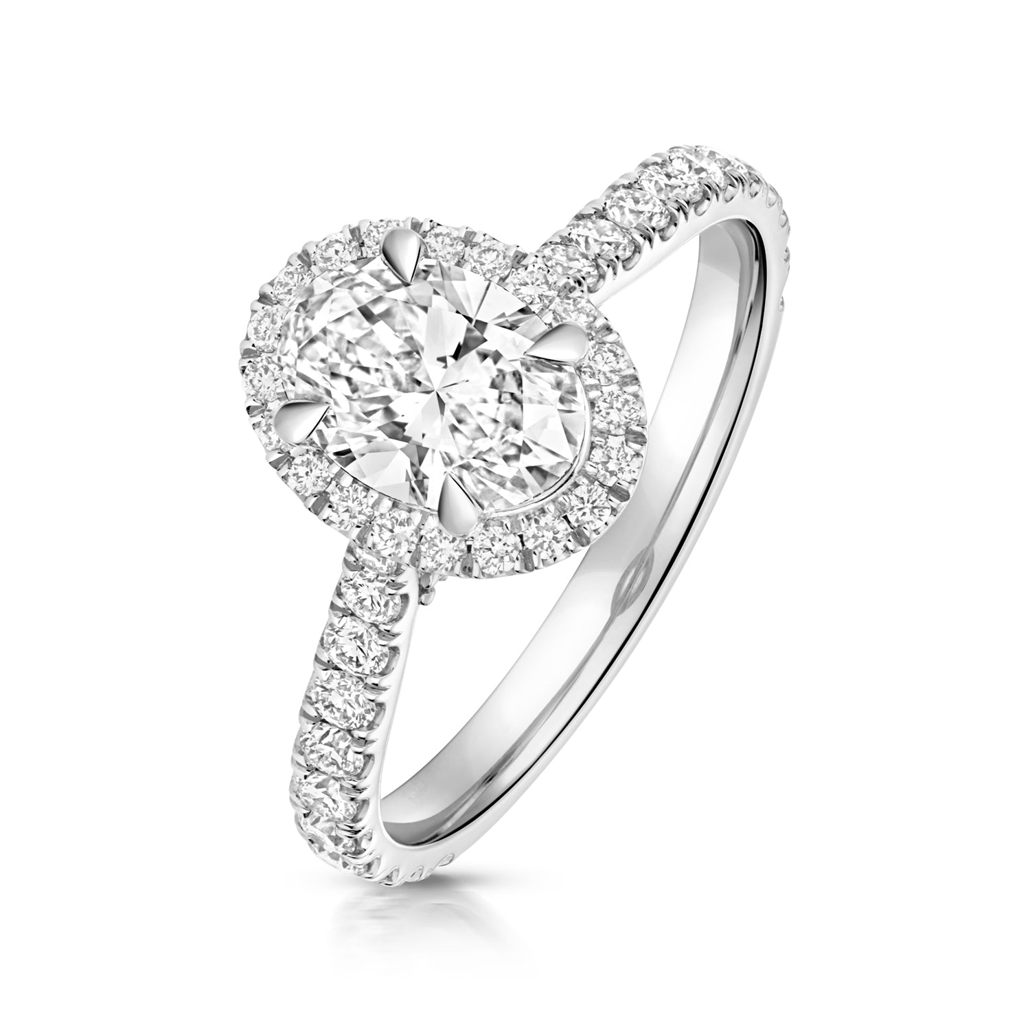 Ariana Halo Pavé 1.00ct Oval Lab Grown Diamond Engagement Ring - Platinum