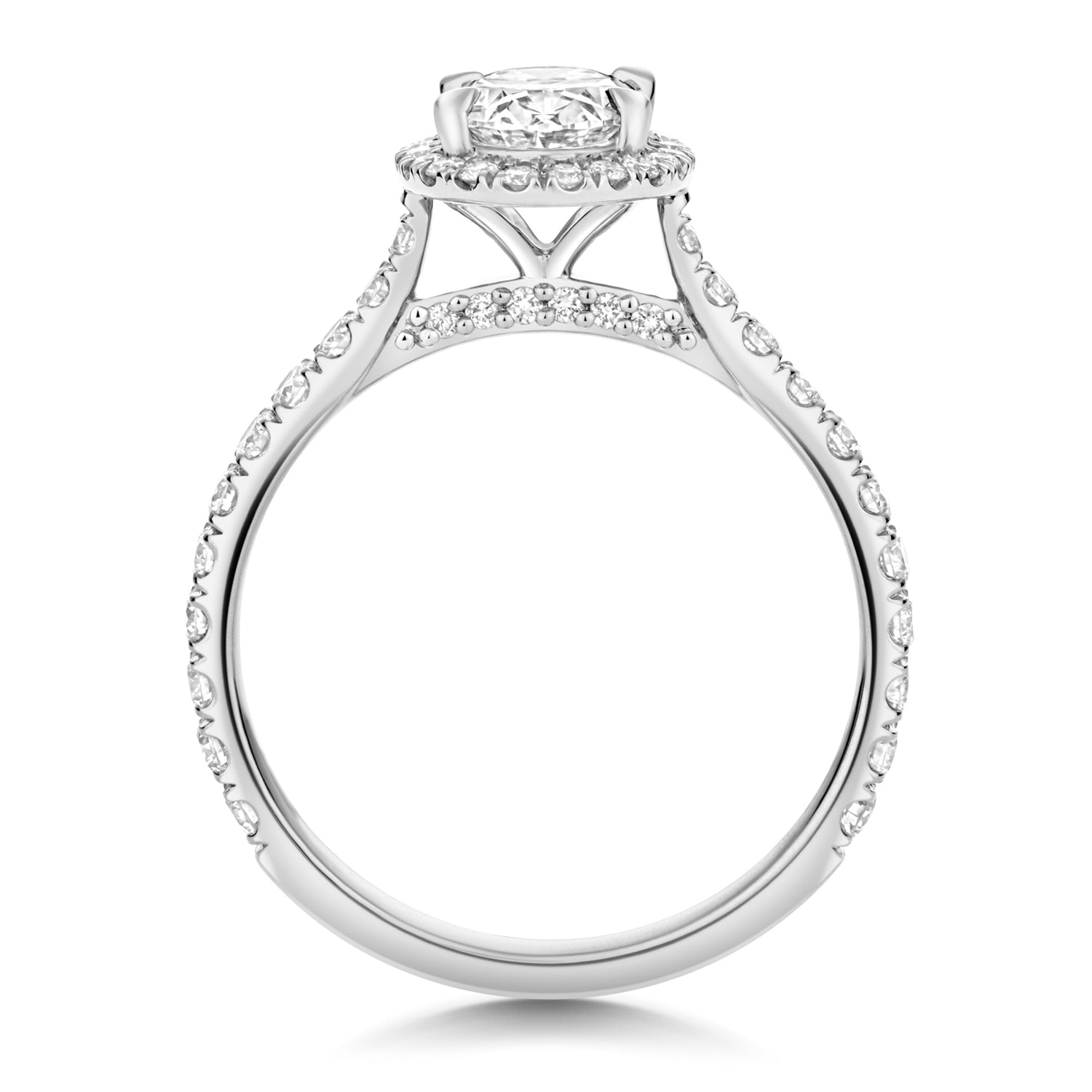 Ariana Halo Pavé 1.00ct Oval Lab Grown Diamond Engagement Ring - Platinum