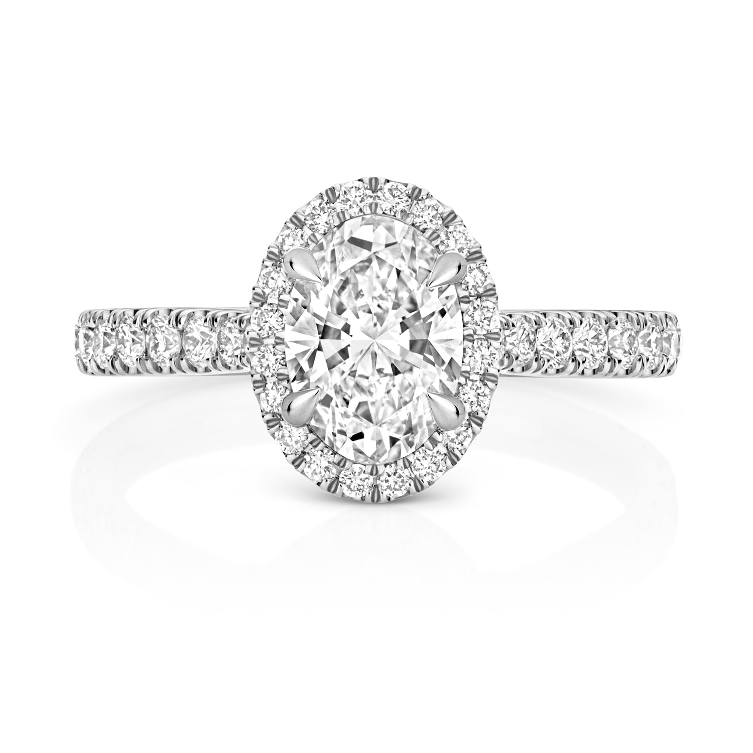 Ariana Halo Pavé 1.00ct Oval Lab Grown Diamond Engagement Ring - Platinum