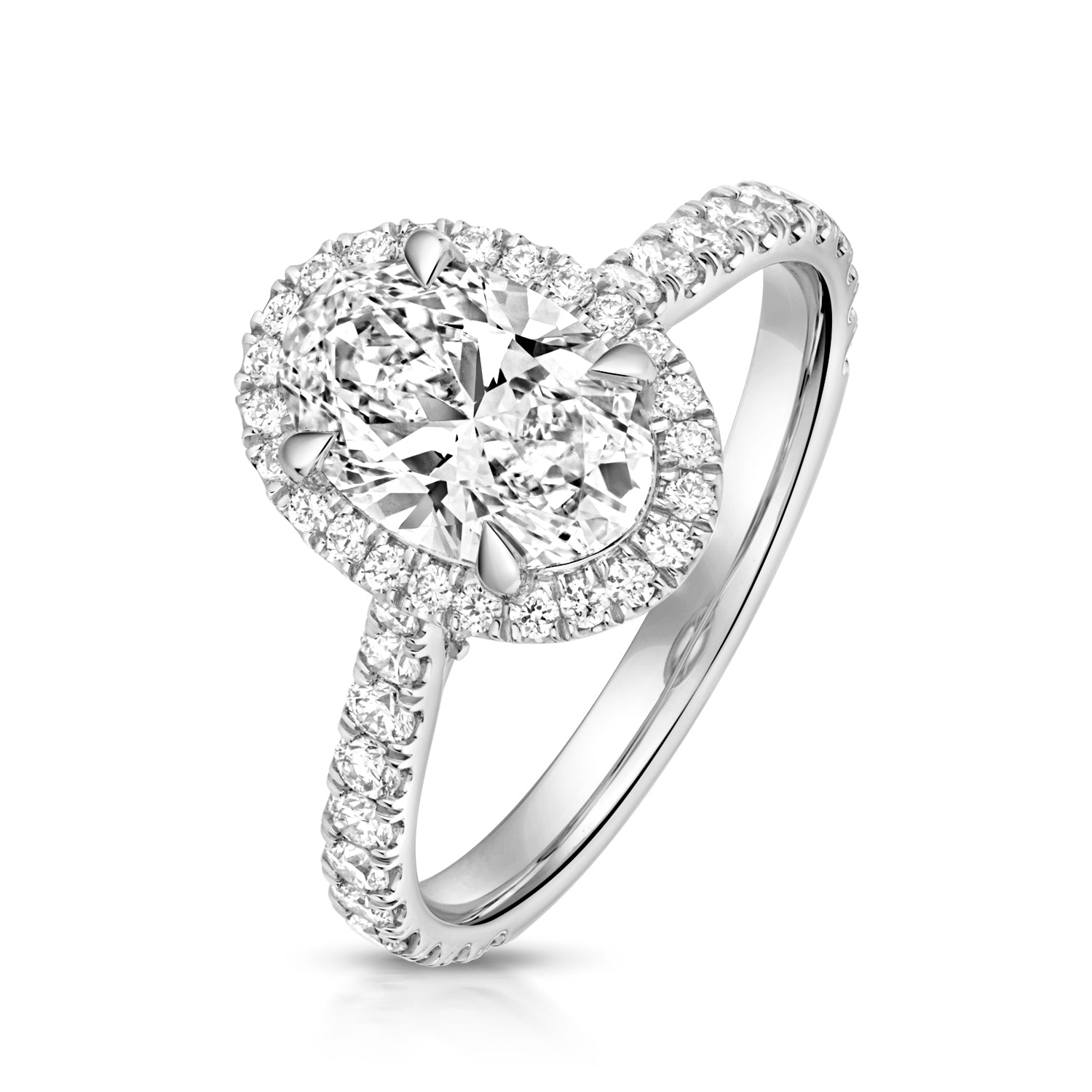 Ariana Halo Pavé 1.50ct Oval Lab Grown Diamond Engagement Ring - Platinum