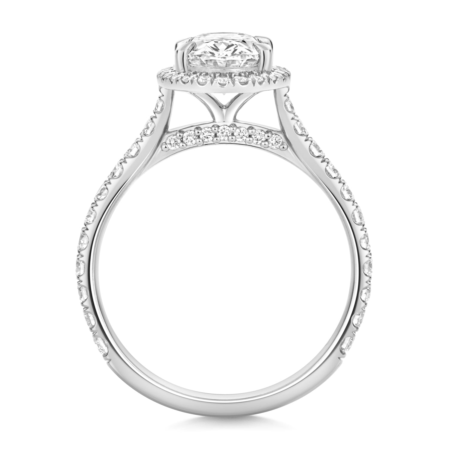 Ariana Halo Pavé 1.50ct Oval Lab Grown Diamond Engagement Ring - Platinum