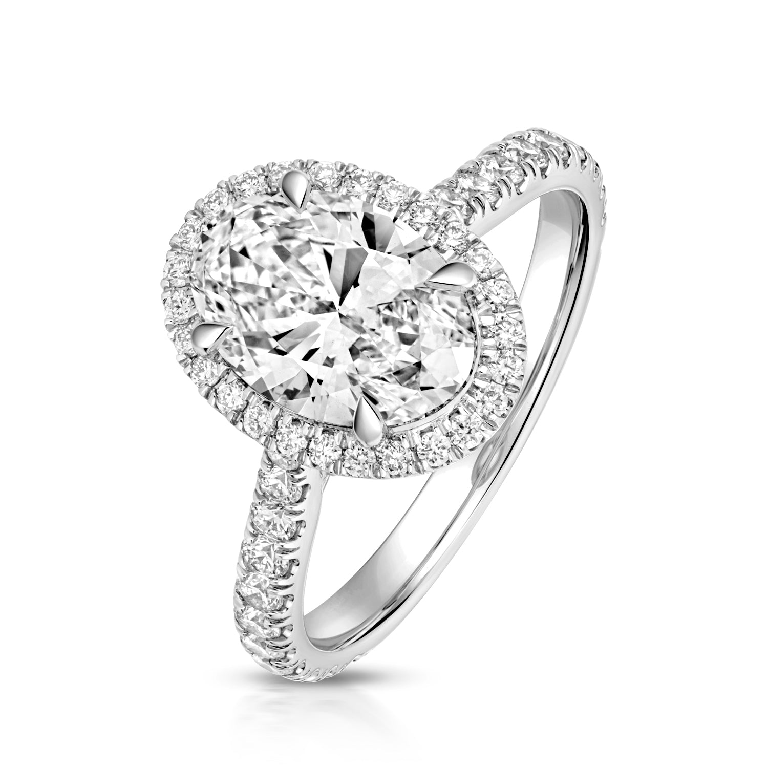 Ariana Halo Pavé 2.00ct Oval Lab Grown Diamond Engagement Ring - Platinum