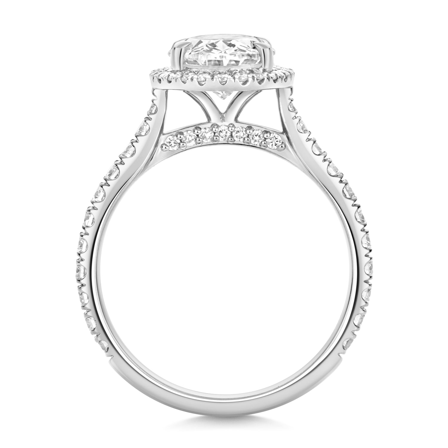Ariana Halo Pavé 2.00ct Oval Lab Grown Diamond Engagement Ring - Platinum