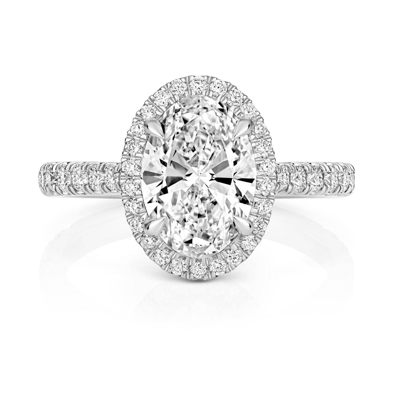 Ariana Halo Pavé 2.00ct Oval Lab Grown Diamond Engagement Ring - Platinum