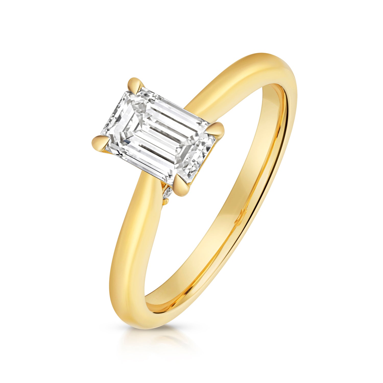 Portman 1.00ct Emerald Cut Lab Grown Diamond Engagement Ring - 18k Yellow Gold