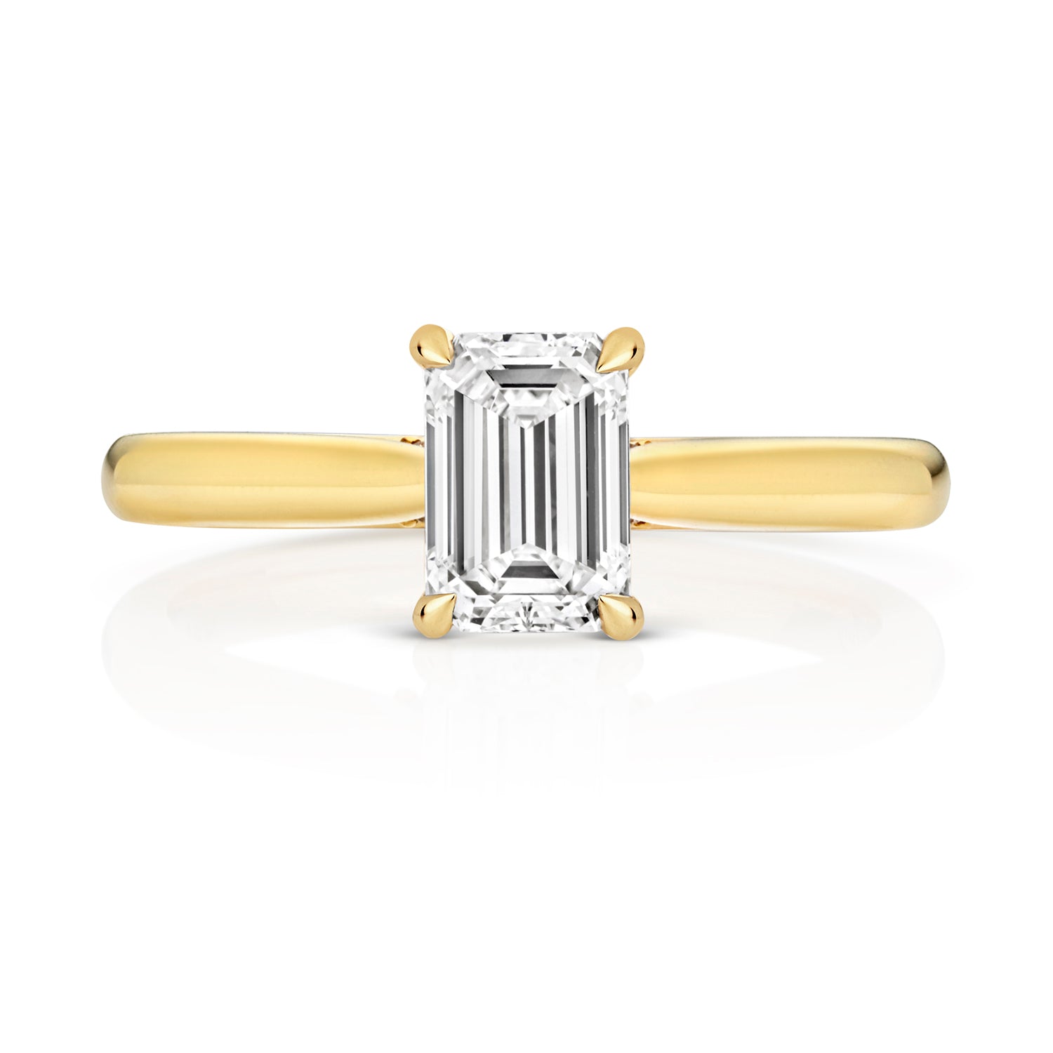 Portman 1.00ct Emerald Cut Lab Grown Diamond Engagement Ring - 18k Yellow Gold