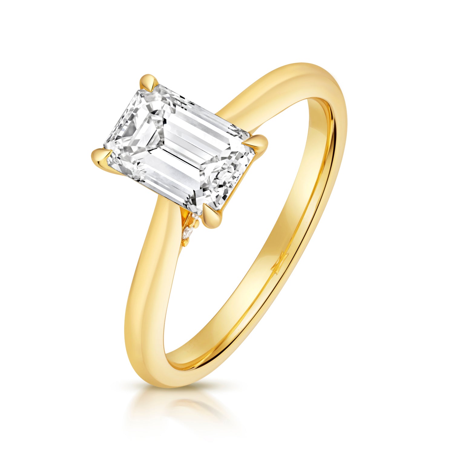 Portman 1.50ct Emerald Cut Lab Grown Diamond Engagement Ring - 18k Yellow Gold