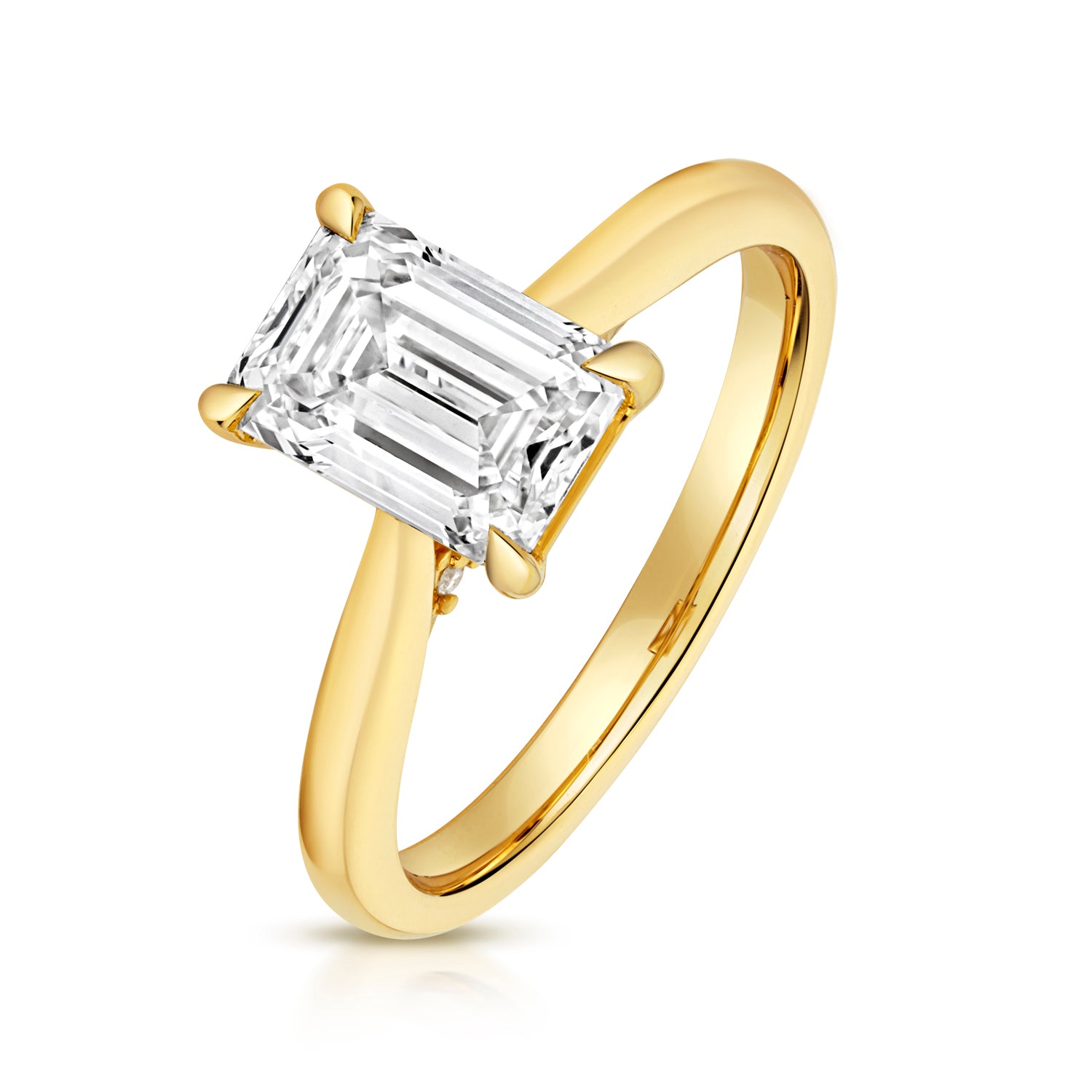 Portman 2.00ct Emerald Cut Lab Grown Diamond Engagement Ring - 18k Yellow Gold
