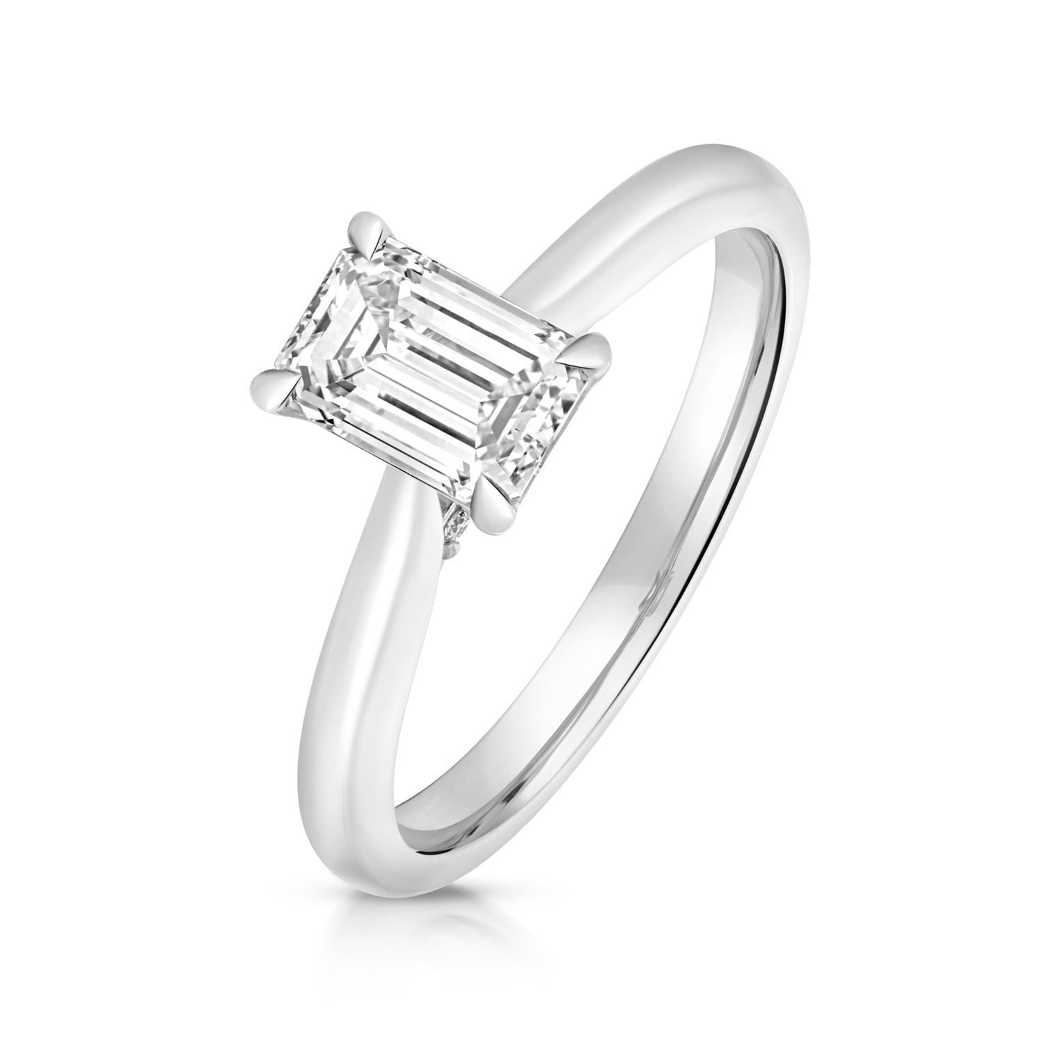 Portman 1.00ct Emerald Cut Lab Grown Diamond Engagement Ring - Platinum